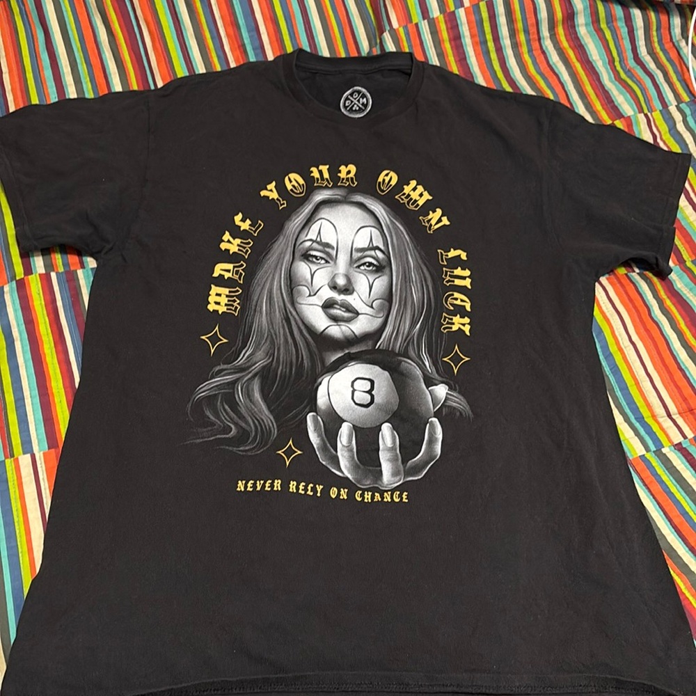 ODM graphic logo T-shirt make your own luck never rely on chance size large